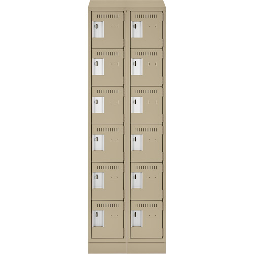 Clean Line Lockerette , 6 -tier, Bank of 2, 24" x 18" x 82", Steel, Beige, Rivet (Assembled) OSI Industrial Sales