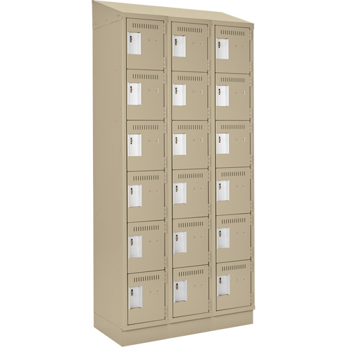 Clean Line Lockerette , 6 -tier, Bank of 3, 36" x 18" x 82", Steel, Beige, Rivet (Assembled) OSI Industrial Sales