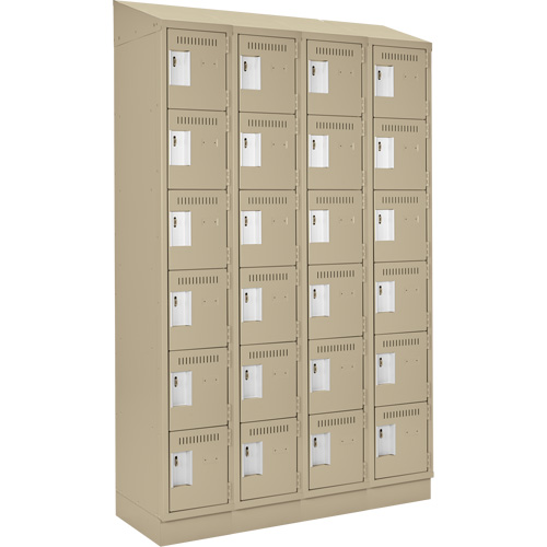 Clean Line Lockerette , 6 -tier, Bank of 4, 48" x 18" x 82", Steel, Beige, Rivet (Assembled) OSI Industrial Sales