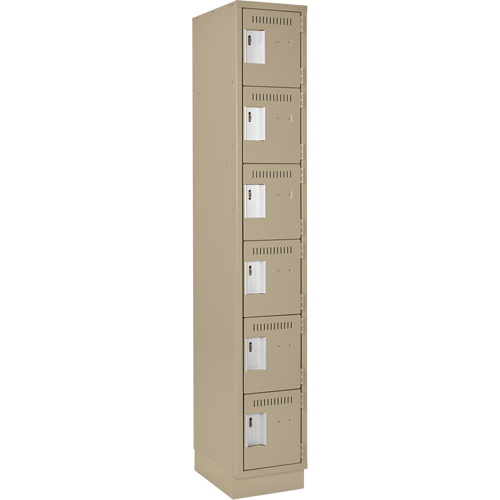 Clean Line Lockerette, 6 -tier, 12" x 18" x 76", Steel, Beige, Rivet (Assembled) OSI Industrial Sales