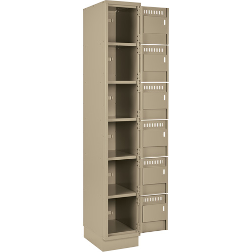 Clean Line Lockerette, 6 -tier, Bank of 2, 24" x 18" x 76", Steel, Beige, Rivet (Assembled) OSI Industrial Sales