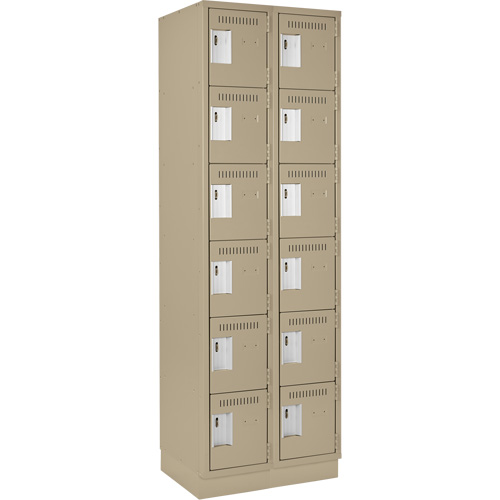 Clean Line Lockerette, 6 -tier, Bank of 2, 24" x 18" x 76", Steel, Beige, Rivet (Assembled) OSI Industrial Sales