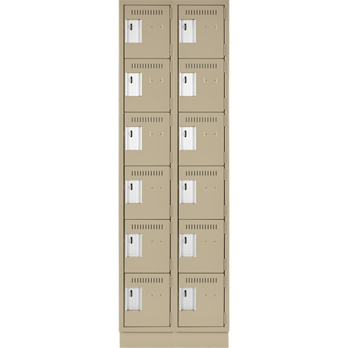 Clean Line Lockerette, 6 -tier, Bank of 2, 24" x 18" x 76", Steel, Beige, Rivet (Assembled) OSI Industrial Sales