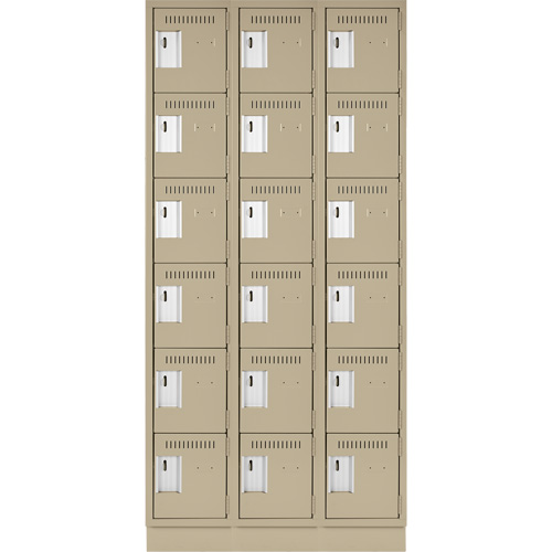 Clean Line Lockerette, 6 -tier, Bank of 3, 36" x 18" x 76", Steel, Beige, Rivet (Assembled) OSI Industrial Sales