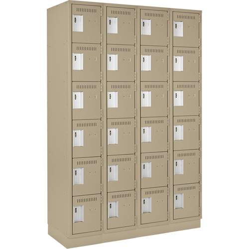 Clean Line Lockerette, 6 -tier, Bank of 4, 48" x 18" x 76", Steel, Beige, Rivet (Assembled) OSI Industrial Sales