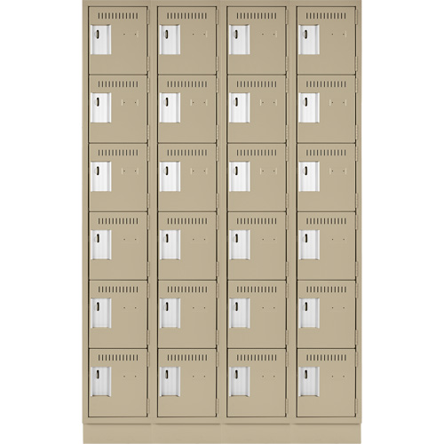 Clean Line Lockerette, 6 -tier, Bank of 4, 48" x 18" x 76", Steel, Beige, Rivet (Assembled) OSI Industrial Sales
