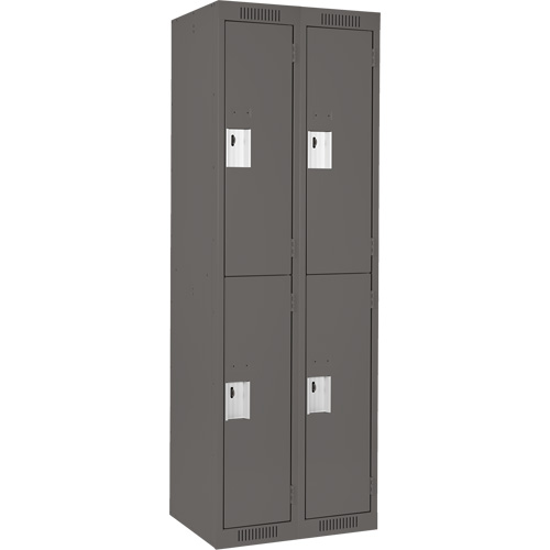 Clean Line Lockers, 2 -tier, Bank of 2, 24" x 18" x 72", Steel, Charcoal, Rivet (Assembled) OSI Industrial Sales