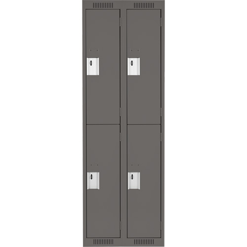 Clean Line Lockers, 2 -tier, Bank of 2, 24" x 18" x 72", Steel, Charcoal, Rivet (Assembled) OSI Industrial Sales