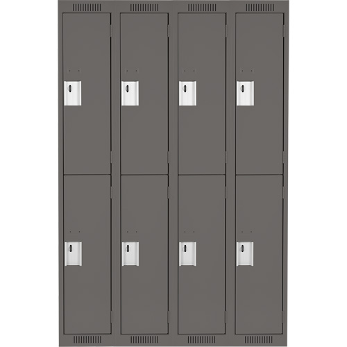 Clean Line Lockers, 2 -tier, Bank of 4, 48" x 18" x 72", Steel, Charcoal, Rivet (Assembled) OSI Industrial Sales