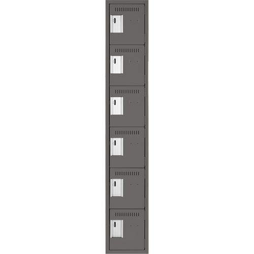 Clean Line Lockerette, 6 -tier, 12" x 18" x 72", Steel, Charcoal, Rivet (Assembled) OSI Industrial Sales