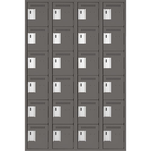 Clean Line Lockerette, 6 -tier, Bank of 4, 48" x 18" x 72", Steel, Charcoal, Rivet (Assembled) OSI Industrial Sales