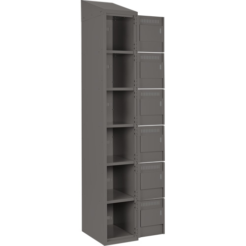 Clean Line Lockerette, 6 -tier, Bank of 3, 36" x 18" x 78", Steel, Charcoal, Rivet (Assembled) OSI Industrial Sales
