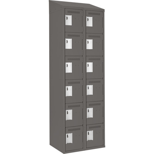 Clean Line Lockerette, 6 -tier, Bank of 2, 24" x 18" x 78", Steel, Charcoal, Rivet (Assembled) OSI Industrial Sales