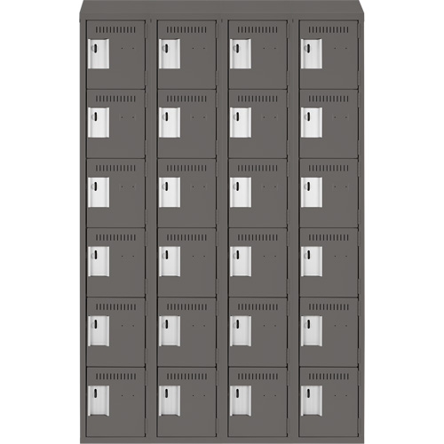 Clean Line Lockerette, 6 -tier, Bank of 4, 48" x 18" x 78", Steel, Charcoal, Rivet (Assembled) OSI Industrial Sales
