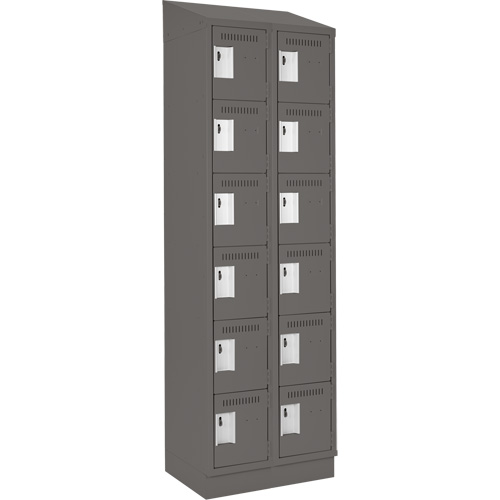 Clean Line Lockerette, 6 -tier, Bank of 2, 24" x 18" x 82", Steel, Charcoal, Rivet (Assembled) OSI Industrial Sales