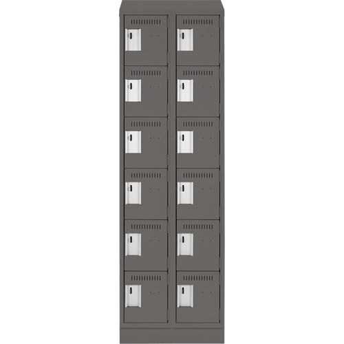 Clean Line Lockerette, 6 -tier, Bank of 2, 24" x 18" x 82", Steel, Charcoal, Rivet (Assembled) OSI Industrial Sales
