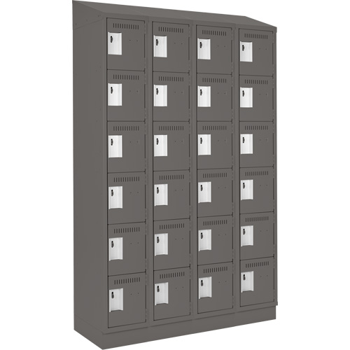 Clean Line Lockerette, 6 -tier, Bank of 4, 48" x 18" x 82", Steel, Charcoal, Rivet (Assembled) OSI Industrial Sales