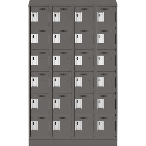 Clean Line Lockerette, 6 -tier, Bank of 4, 48" x 18" x 82", Steel, Charcoal, Rivet (Assembled) OSI Industrial Sales