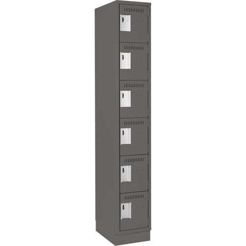 Clean Line Lockerette, 6 -tier, 12" x 18" x 76", Steel, Charcoal, Rivet (Assembled) OSI Industrial Sales