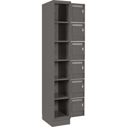 Clean Line Lockerette, 6 -tier, Bank of 4, 48" x 18" x 76", Steel, Charcoal, Rivet (Assembled) OSI Industrial Sales