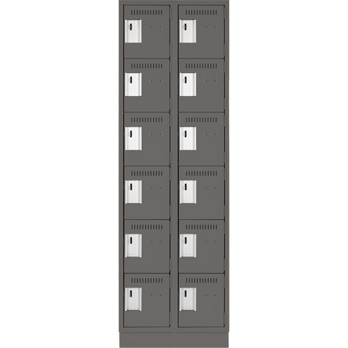 Clean Line Lockerette, 6 -tier, Bank of 2, 24" x 18" x 76", Steel, Charcoal, Rivet (Assembled) OSI Industrial Sales