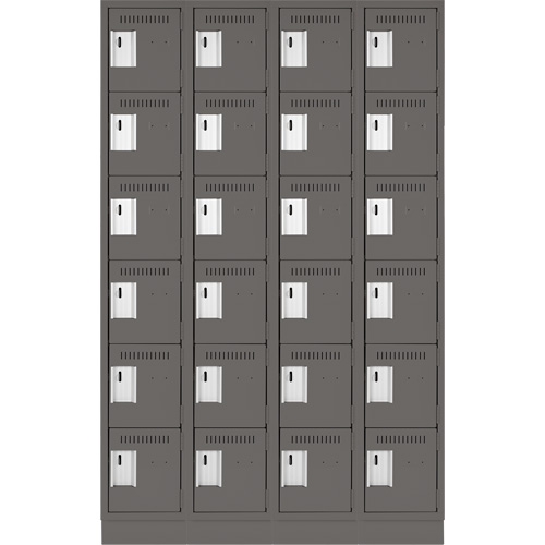 Clean Line Lockerette, 6 -tier, Bank of 4, 48" x 18" x 76", Steel, Charcoal, Rivet (Assembled) OSI Industrial Sales