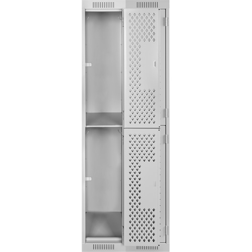 Clean Line Lockers, 2 -tier, Bank of 2, 24" x 15" x 72", Steel, Grey, Rivet (Assembled), Perforated OSI Industrial Sales