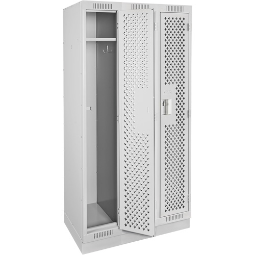Clean Line Lockers, Bank of 3, 36" x 15" x 76", Steel, Grey, Rivet (Assembled), Perforated OSI Industrial Sales