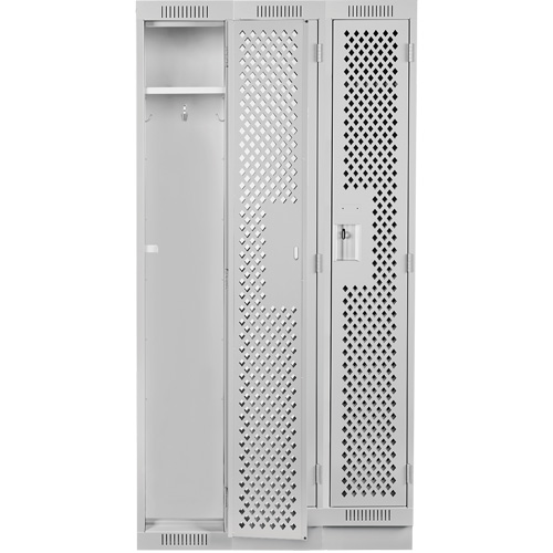 Clean Line Lockers, Bank of 3, 36" x 15" x 76", Steel, Grey, Rivet (Assembled), Perforated OSI Industrial Sales