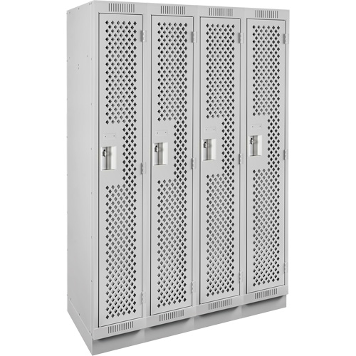 Clean Line Lockers, Bank of 4, 48" x 15" x 76", Steel, Grey, Rivet (Assembled), Perforated OSI Industrial Sales