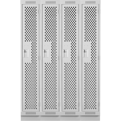Clean Line Lockers, Bank of 4, 48" x 15" x 76", Steel, Grey, Rivet (Assembled), Perforated OSI Industrial Sales