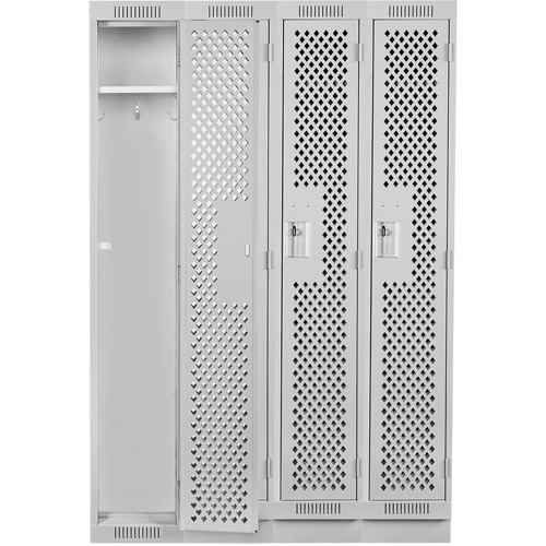 Clean Line Lockers, Bank of 4, 48" x 15" x 76", Steel, Grey, Rivet (Assembled), Perforated OSI Industrial Sales