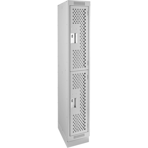 Clean Line Lockers, 2 -tier, 12" x 18" x 76", Steel, Grey, Rivet (Assembled), Perforated OSI Industrial Sales
