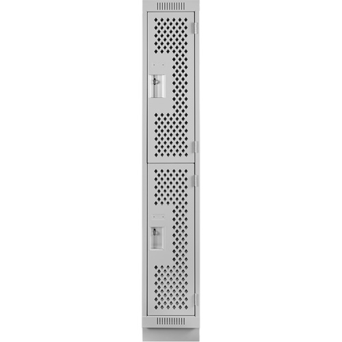 Clean Line Lockers, 2 -tier, 12" x 18" x 76", Steel, Grey, Rivet (Assembled), Perforated OSI Industrial Sales