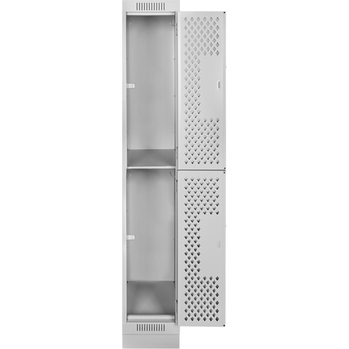 Clean Line Lockers, 2 -tier, 12" x 18" x 76", Steel, Grey, Rivet (Assembled), Perforated OSI Industrial Sales