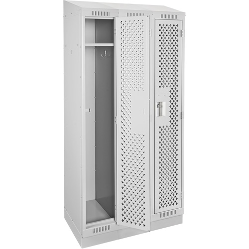 Clean Line Lockers, Bank of 3, 36" x 12" x 82", Steel, Grey, Rivet (Assembled), Perforated OSI Industrial Sales