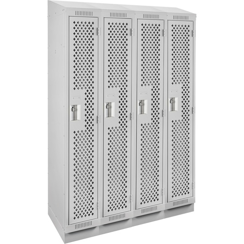 Clean Line Lockers, Bank of 4, 48" x 12" x 82", Steel, Grey, Rivet (Assembled), Perforated OSI Industrial Sales