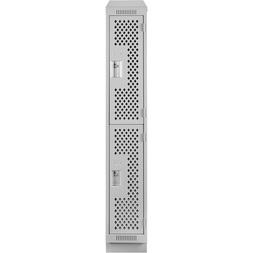 Clean Line Lockers, 2 -tier, 12" x 12" x 82", Steel, Grey, Rivet (Assembled), Perforated OSI Industrial Sales