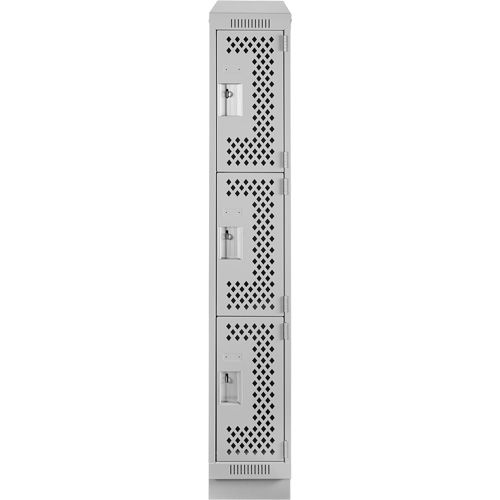 Clean Line Lockers, 3 -tier, 12" x 15" x 82", Steel, Grey, Rivet (Assembled), Perforated OSI Industrial Sales