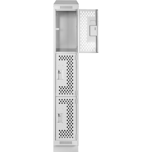 Clean Line Lockers, 3 -tier, 12" x 15" x 82", Steel, Grey, Rivet (Assembled), Perforated OSI Industrial Sales