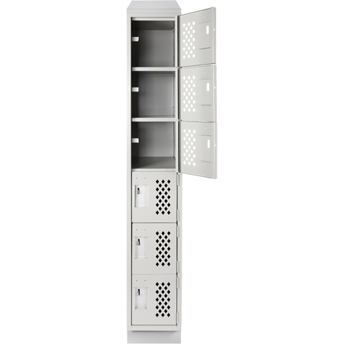Assembled Lockerettes Clean Line Perforated Economy Lockers, 6 -tier, 18" x 72" x 12", Steel OSI Industrial Sales