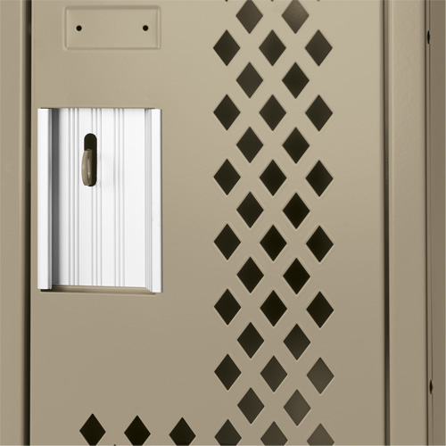 Clean Line Lockers, 3 -tier, Bank of 4, 48" x 18" x 82", Steel, Beige, Rivet (Assembled), Perforated OSI Industrial Sales