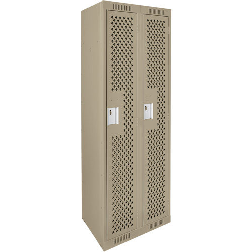 Clean Line Lockers, Bank of 2, 24" x 15" x 72", Steel, Beige, Rivet (Assembled), Perforated OSI Industrial Sales