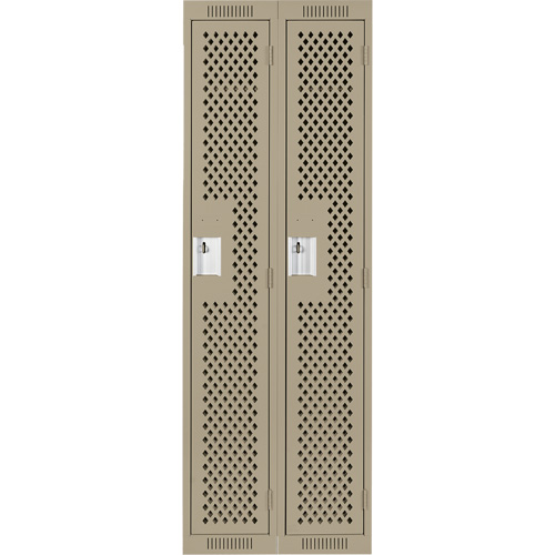 Clean Line Lockers, Bank of 2, 24" x 15" x 72", Steel, Beige, Rivet (Assembled), Perforated OSI Industrial Sales