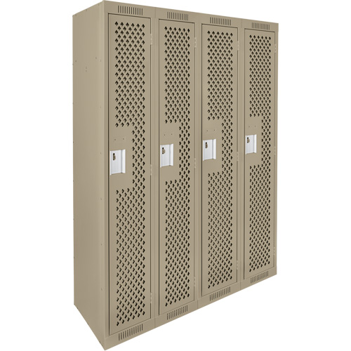 Clean Line Lockers, Bank of 4, 48" x 15" x 72", Steel, Beige, Rivet (Assembled), Perforated OSI Industrial Sales