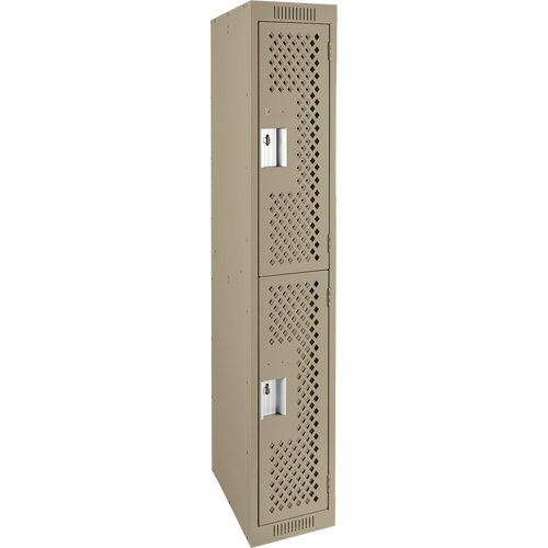 Clean Line Lockers, 2 -tier, 12" x 15" x 72", Steel, Beige, Rivet (Assembled), Perforated OSI Industrial Sales