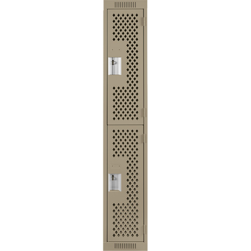 Clean Line Lockers, 2 -tier, 12" x 15" x 72", Steel, Beige, Rivet (Assembled), Perforated OSI Industrial Sales