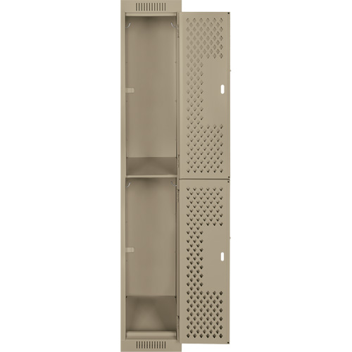 Clean Line Lockers, 2 -tier, 12" x 15" x 72", Steel, Beige, Rivet (Assembled), Perforated OSI Industrial Sales