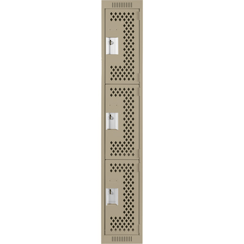 Clean Line Lockers, 3 -tier, 12" x 12" x 72", Steel, Beige, Rivet (Assembled), Perforated OSI Industrial Sales