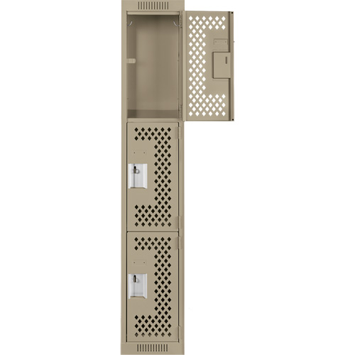 Clean Line Lockers, 3 -tier, 12" x 12" x 72", Steel, Beige, Rivet (Assembled), Perforated OSI Industrial Sales
